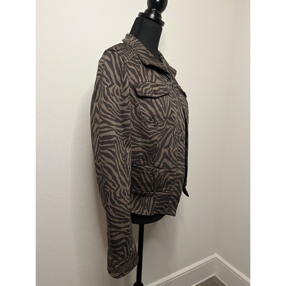 White House Black Market Women's Chocolate Brown Zebra Print Jacket Size 10 - Picture 5 of 16